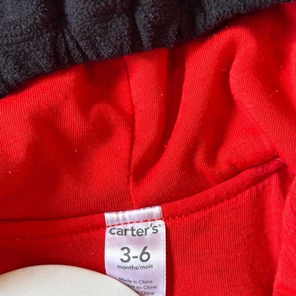 Carter's Red & Black Hooded Ladybug Fleece Romper - Picture 2 of 4